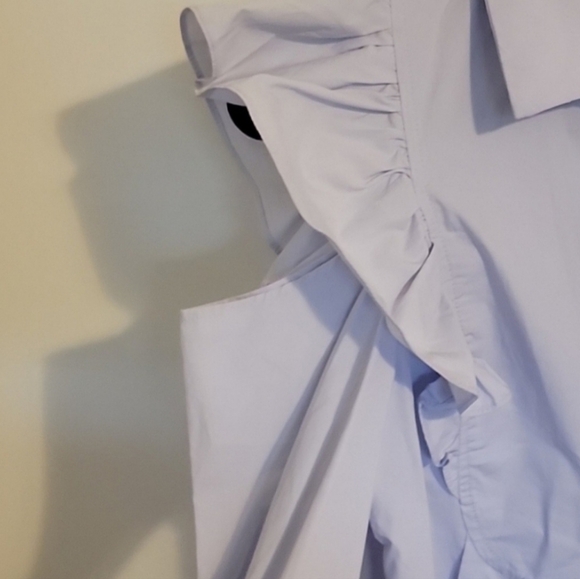 Fashion Union Blue Ruffle Sleeve Cold Shoulder Mini Dress Size 6 Tall NWT - Picture 7 of 7